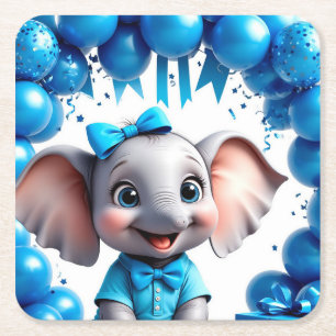 Verjaardagsballonnen Cute Olifant Feestje 🐘 Kartonnen Onderzetters