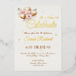 Verjaardagsballonnen echt goud folie uitnodiging