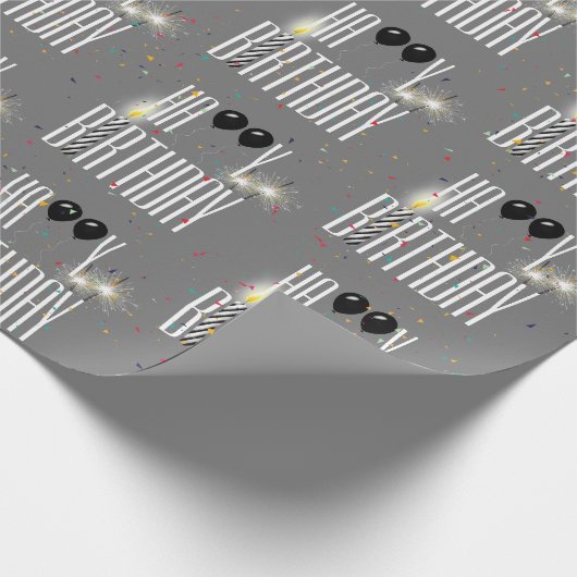 Verjaardagsballonnen en confetti cadeaupapier (Hoek)