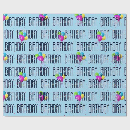 Verjaardagsballonnen en Confetti Cadeaupapier (Vlak)