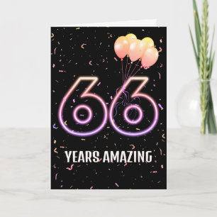 Verjaardagsballonnen en confetti voor 66ste verjaa kaart
