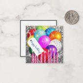 Verjaardagsballonnen en -kaarsen in hoge definitie notitiekaartje (Voorkant / Achterkant in situ)