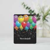 Verjaardagsballonnen en oogbollen Feest Uitnodigin Kaart (Staand voorkant)