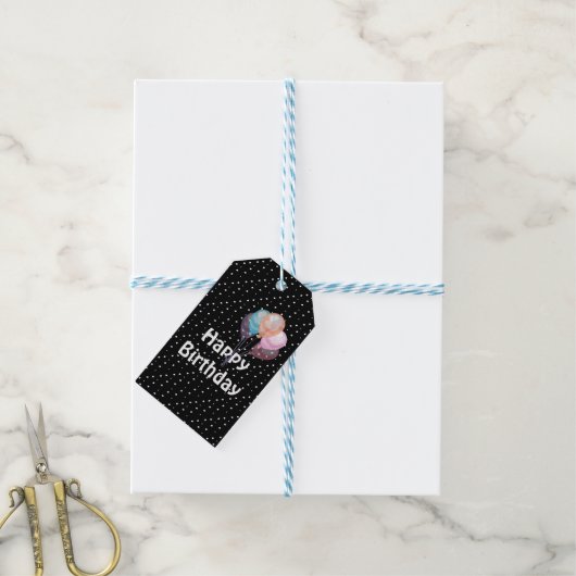 Verjaardagsballonnen en Stippen Cadeaulabel (Met Touw)