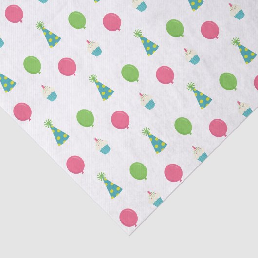 Verjaardagsballonnen, Feest Petten en Cupcakes Tissuepapier (Detail)