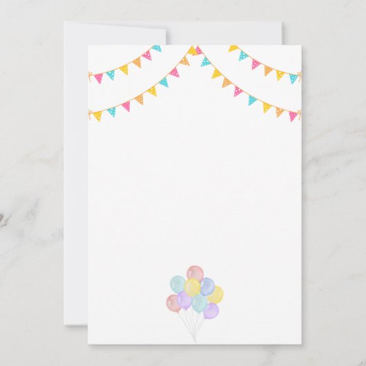 Verjaardagsballonnen Feest Uitnodigingen Aankondig (Voorkant)