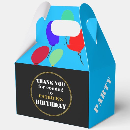 Verjaardagsballonnen Geometrisch blauw goud Bedankdoosjes (Voorkant)