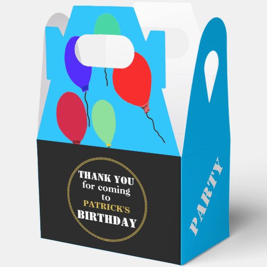 Verjaardagsballonnen Geometrisch blauw goud Bedankdoosjes (Open)