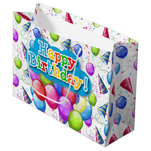Verjaardagsballonnen groot cadeauzakje (Voorkant Gekanteld)