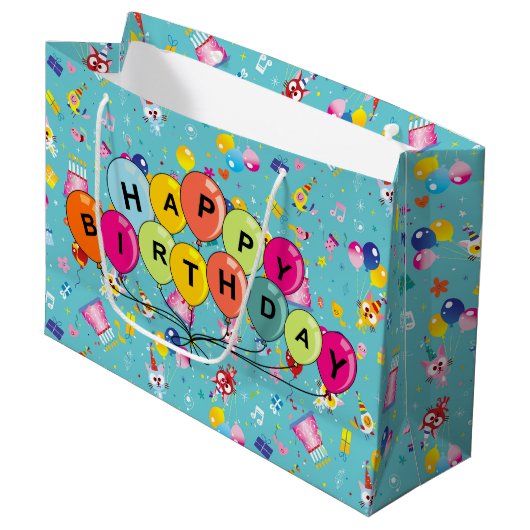 Verjaardagsballonnen Groot Cadeauzakje (Voorkant Gekanteld)