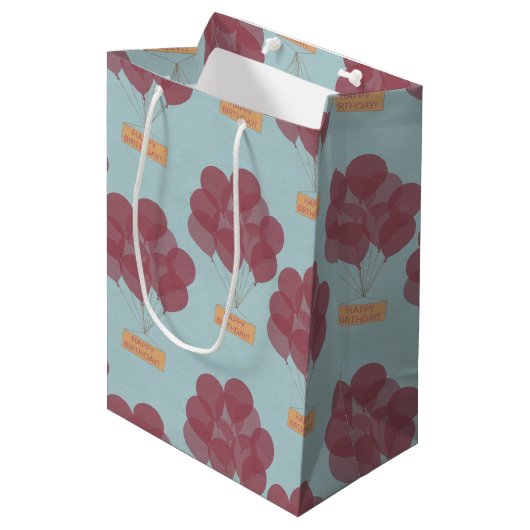 Verjaardagsballonnen Medium Cadeauzakje (Voorkant Gekanteld)