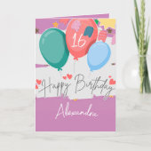 Verjaardagsballonnen met aangepaste naam en leefti kaart (Voorkant)