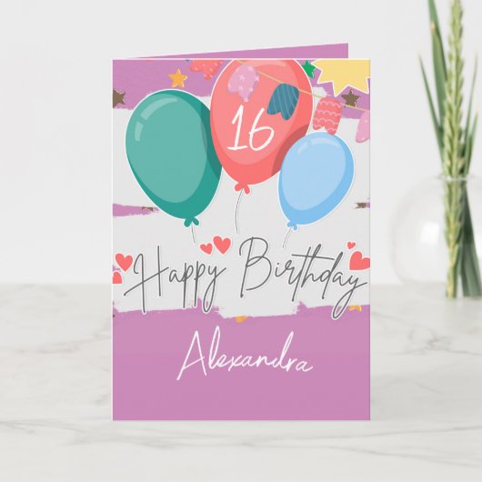 Verjaardagsballonnen met aangepaste naam en leefti kaart (Voorkant)