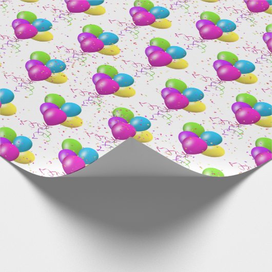 Verjaardagsballonnen met Confetti Cadeaupapier (Hoek)