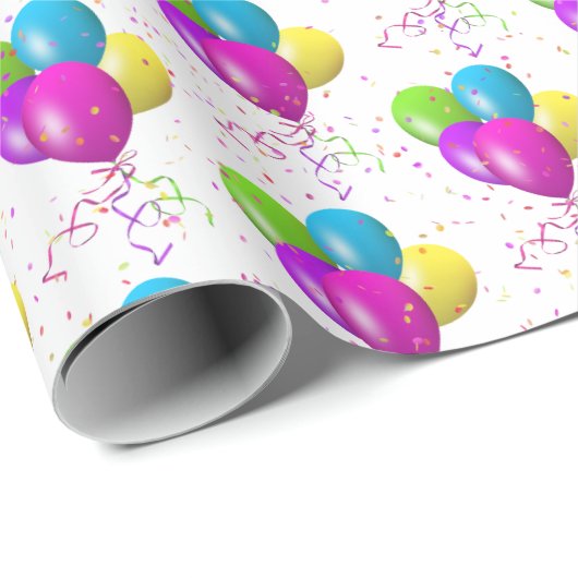 Verjaardagsballonnen met Confetti Cadeaupapier (Rol Hoek)