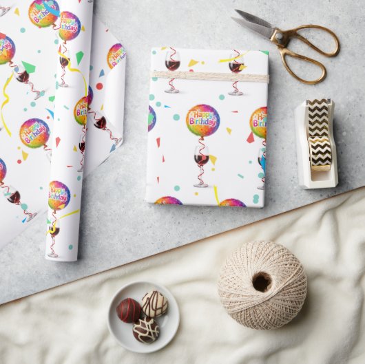 Verjaardagsballonnen met rode wijn cadeaupapier (Crafts)