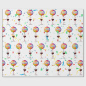 Verjaardagsballonnen met rode wijn cadeaupapier (Vlak)