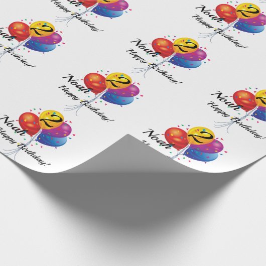 Verjaardagsballonnen Naam van kind & leeftijd Cadeaupapier (Hoek)
