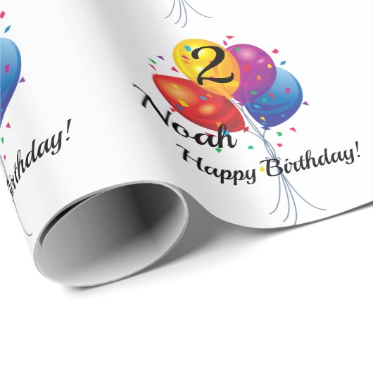 Verjaardagsballonnen Naam van kind & leeftijd Cadeaupapier (Rol Hoek)