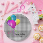 verjaardagsballonnen op grijze pleister papieren bordje (Feest)