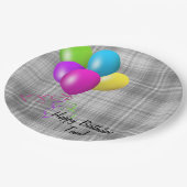 verjaardagsballonnen op grijze pleister papieren bordje (Gekanteld)