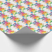 Verjaardagsballonnen op wit cadeaupapier (Hoek)