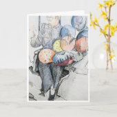 Verjaardagsballonnen Party Kaart (Gele Bloem)