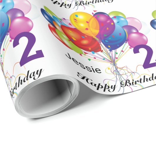Verjaardagsballonnen personaliseren Naam & leeftij Cadeaupapier (Rol Hoek)