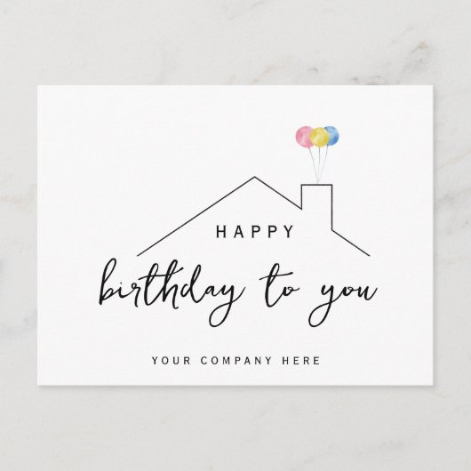 Verjaardagsballonnen Realty House Briefkaart (Voorkant)