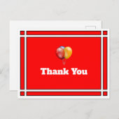 Verjaardagsballonnen Rood Bedankt Ansichtkaart Briefkaart (Voorkant / Achterkant)