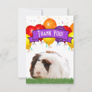 Verjaardagsballonnen Schattige cavia Paarse banner Bedankkaart