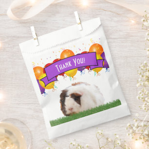Verjaardagsballonnen Schattige cavia Paarse banner Bedankzakje