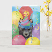 Verjaardagsballonnen Schipperke Kaart (Gele Bloem)