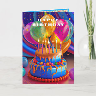 Verjaardagsballonnen Taart Confetti Kaart