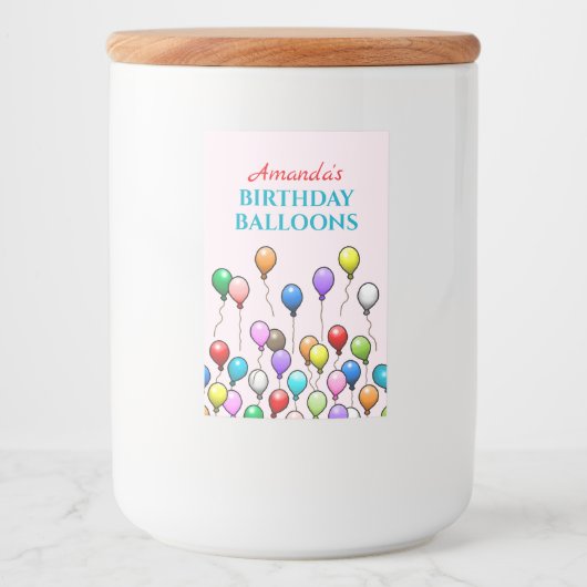 Verjaardagsballonnen Voedselcontainer Etiket (Voorkant)