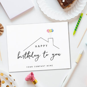 Verjaardagsballonnen voor makelaarskantoor briefkaart