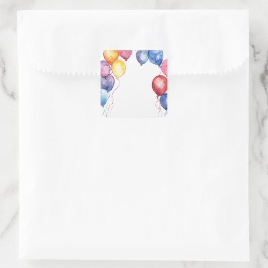 Verjaardagsballonnen waterverf vierkante sticker (Tas)