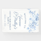 Verjaardagsbanner 100ste Verjaardagsfeest Blauwe B Spandoek (Horizontaal)