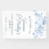 Verjaardagsbanner 21ste Verjaardagsfeest Blauwe Bl Spandoek (Horizontaal)