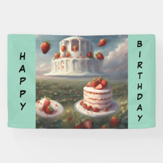 Verjaardagsbanner aardbeien shortcake spandoek