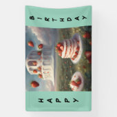Verjaardagsbanner aardbeien shortcake spandoek (Verticaal)