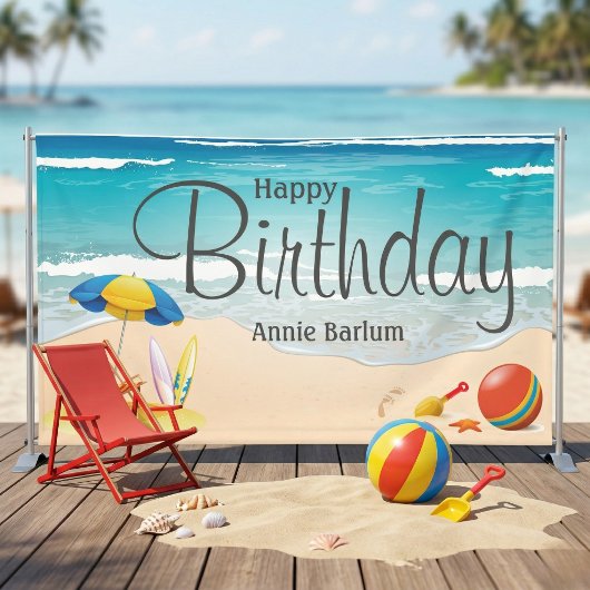 Verjaardagsbanner 'Beach Bliss' Spandoek