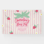 Verjaardagsbanner eerste verjaardag aardbei bes spandoek (Horizontaal)