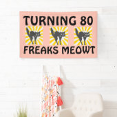 VERJAARDAGSBANNER FUNNY CAT 80 SPANDOEK (Insitu)