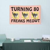 VERJAARDAGSBANNER FUNNY CAT 80 SPANDOEK (Beurs)