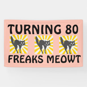 VERJAARDAGSBANNER FUNNY CAT 80 SPANDOEK