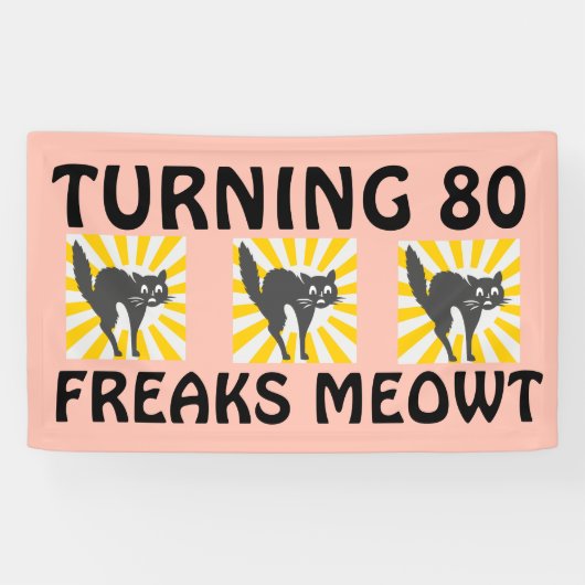 VERJAARDAGSBANNER FUNNY CAT 80 SPANDOEK (Horizontaal)