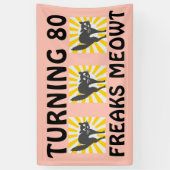 VERJAARDAGSBANNER FUNNY CAT 80 SPANDOEK (Verticaal)