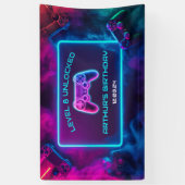 Verjaardagsbanner Jongens Level Ontgrendeld Gamer Spandoek (Verticaal)