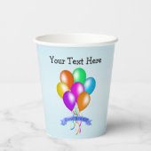 Verjaardagsbanner Kleurrijke Bright Balloons Strea Papieren Bekers (Achterkant)